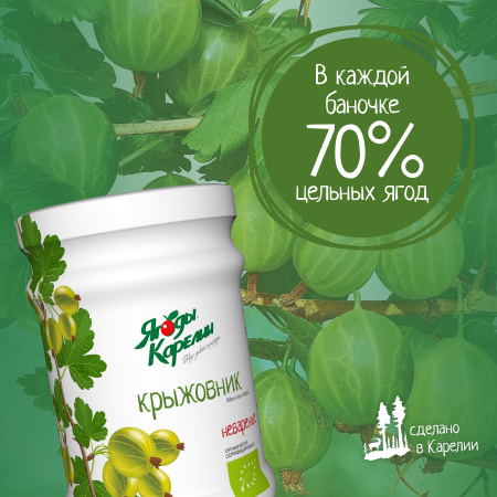Неваренье Крыжовник БЕЗ САХАРА, 270г от магазина "Ягоды Карелии"
