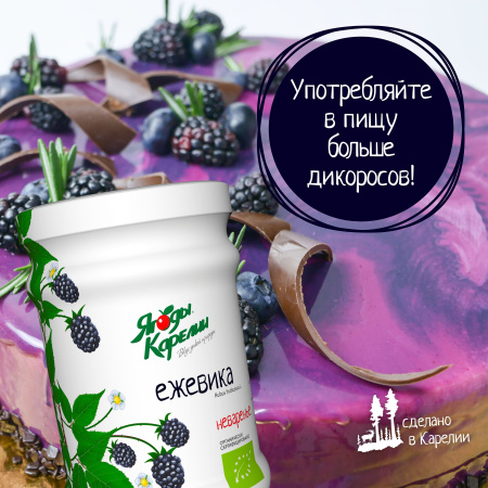 Неваренье Ежевика БЕЗ САХАРА, 270г от магазина "Ягоды Карелии"