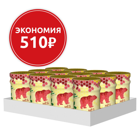 Мёд с брусникой,  коробка (12 банок)