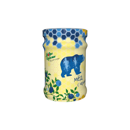Мёд с черникой,  коробка (12 банок)
