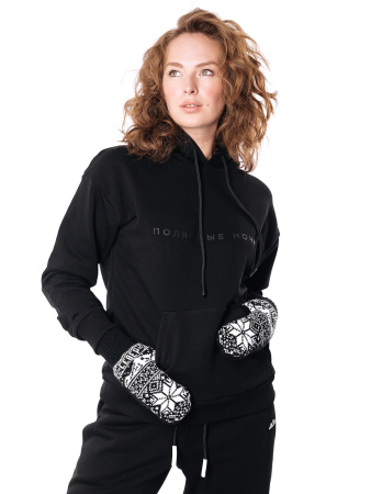 Варежки "СЕВЕР" Горы, 19 (длина 27см, ширина 8,5см) , черный/белый